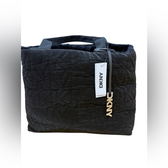 Dkny Handbags - Reversible Faux Fur and Quilt design DKNY black Tote brand new NWT